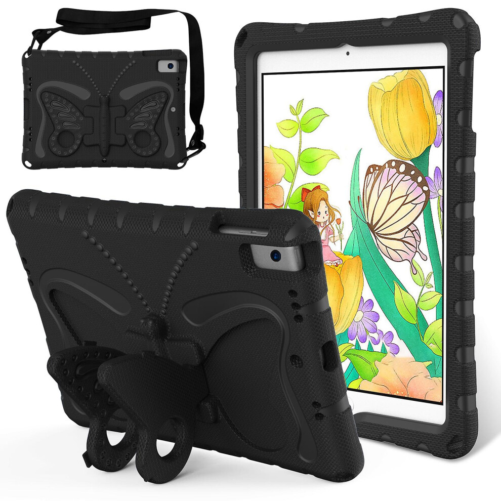Compatible Ipad 10.2 2021 / 2020 / 2019 Butterfly Bracket Eva Shockproof Tablet Case: Black 4908972320163