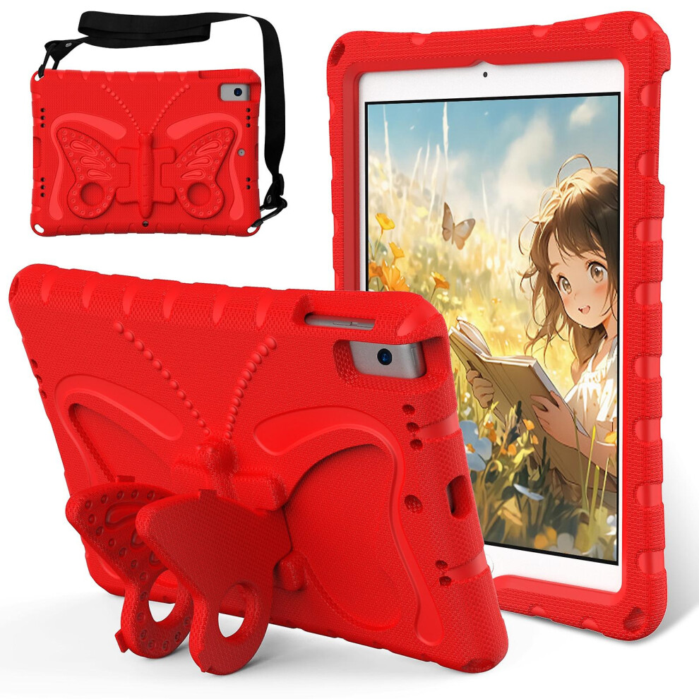 Compatible Ipad 10.2 2021 / 2020 / 2019 Butterfly Bracket Eva Shockproof Tablet Case: Red 4908972320231