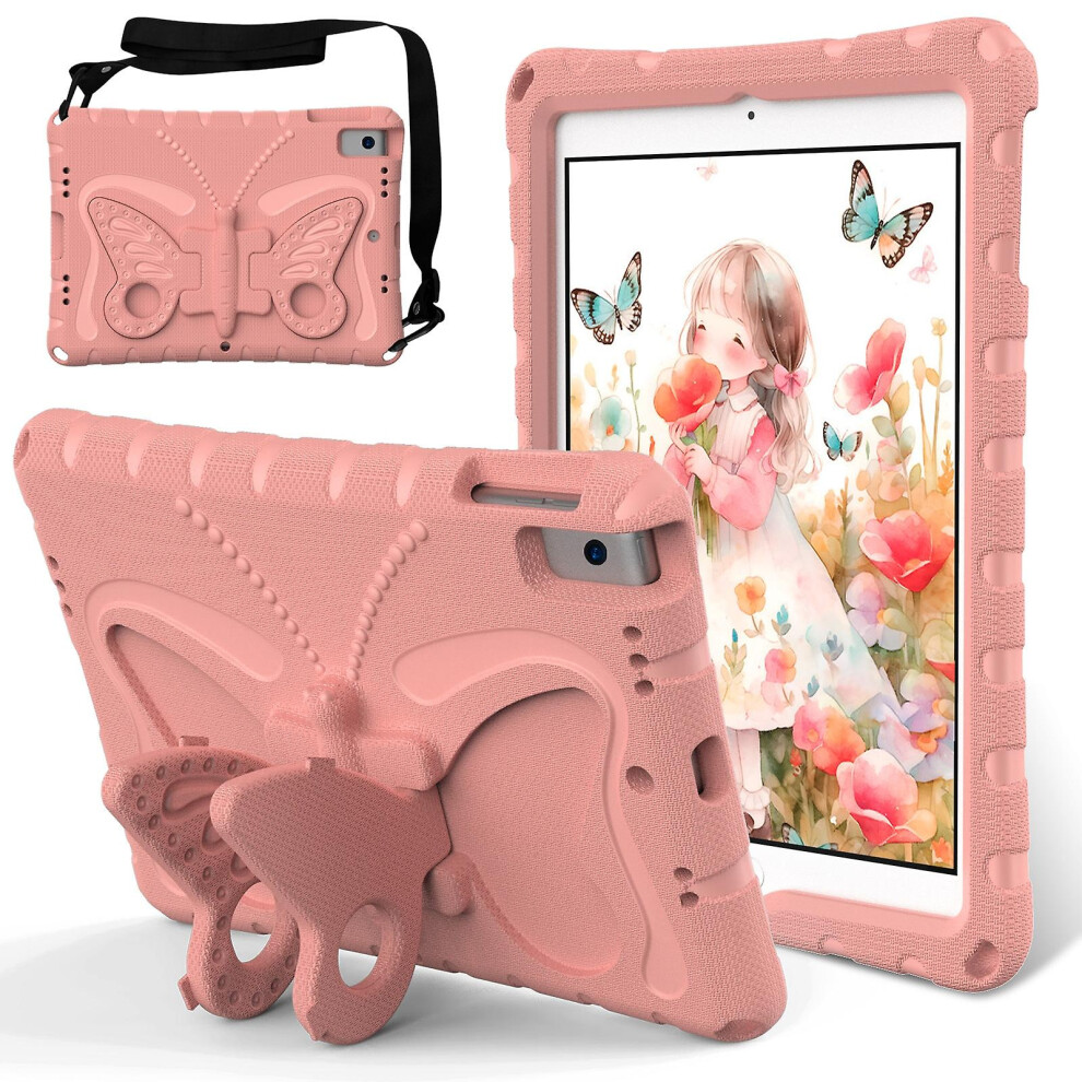 Compatible Ipad 10.2 2021 / 2020 / 2019 Butterfly Bracket Eva Shockproof Tablet Case:pink Orange 4908972320224