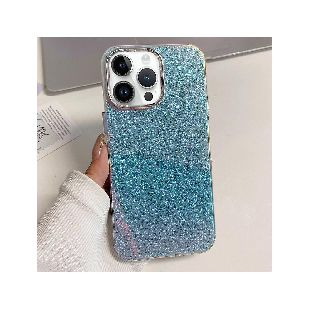 Compatible Iphone 13 Electroplated Frame Imd Glitter Powder Phone Case:silver Blue 4908972320132