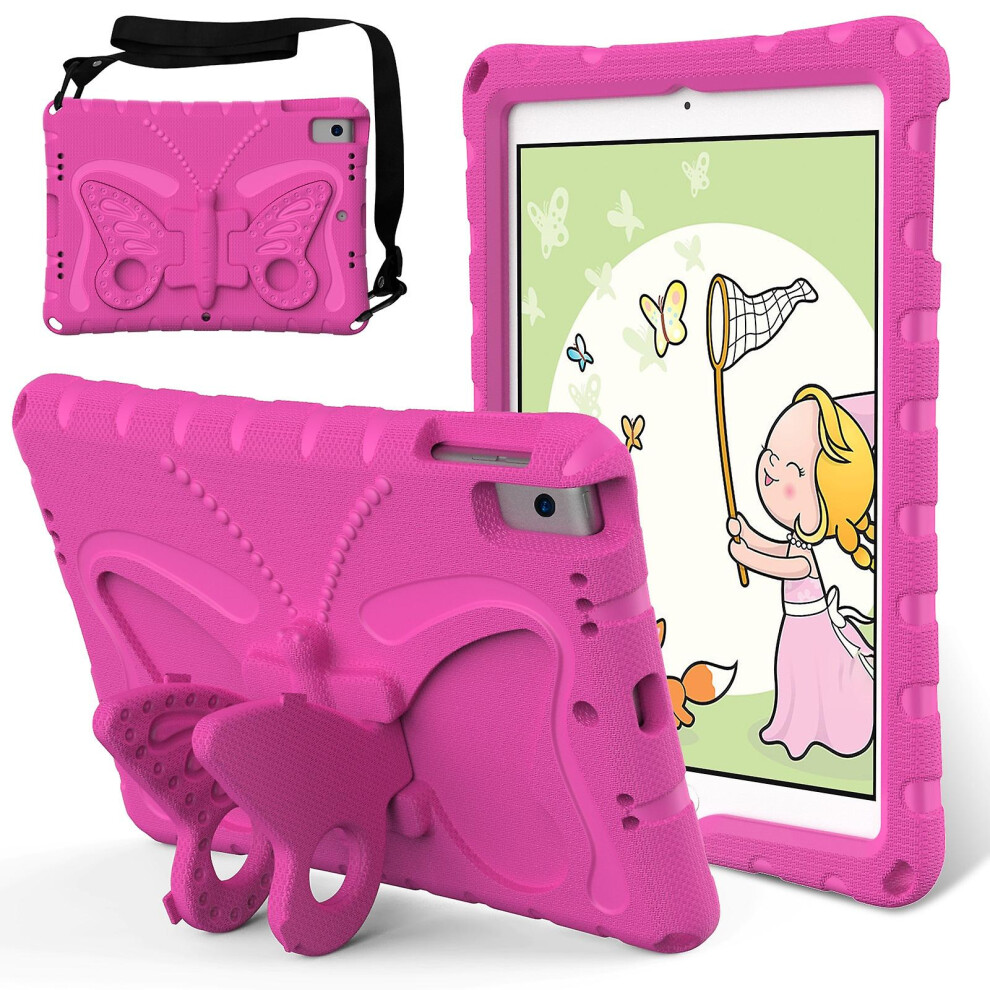 Compatible Ipad 10.2 2021 / 2020 / 2019 Butterfly Bracket Eva Shockproof Tablet Case:rose Red 4908972320248