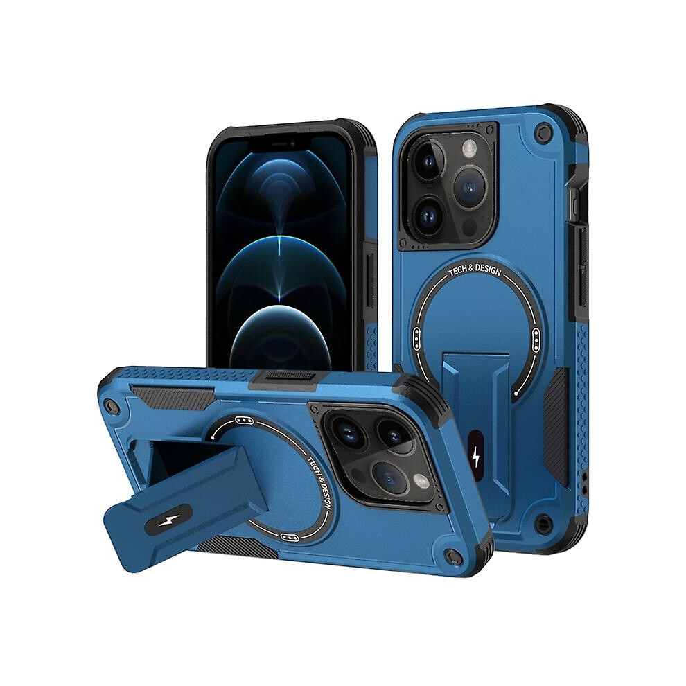 Compatible Iphone 15 Pro Max Magsafe Holder Armor Pc Hybrid Tpu Phone Case:dark Blue 8303483113758
