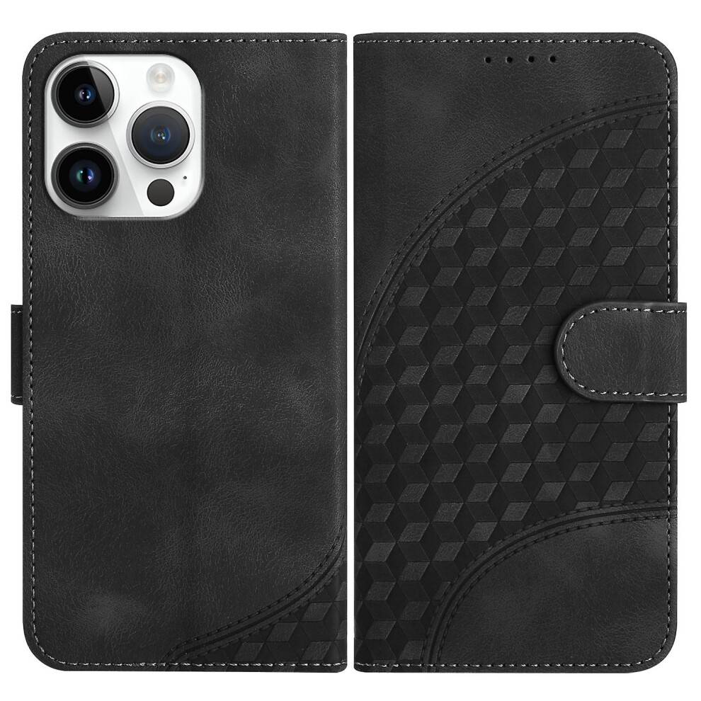 Compatible Iphone 14 Pro Max Elephant Head Embossed Phone Leather Case With Lanyard: Black 4906754169580