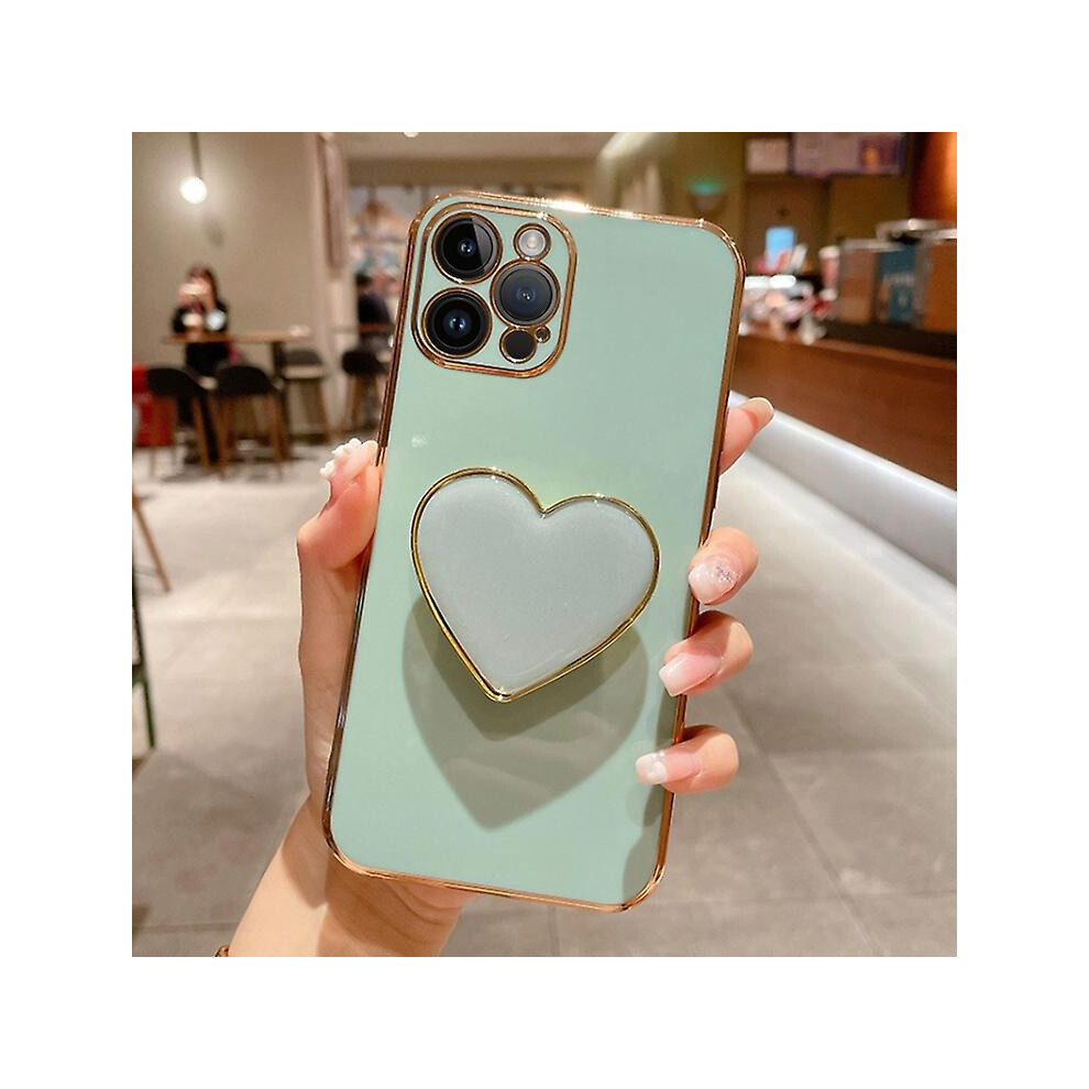 Compatible Iphone 11 Electroplating Love Heart Holder Tpu Phone Case: Green 3403292163151