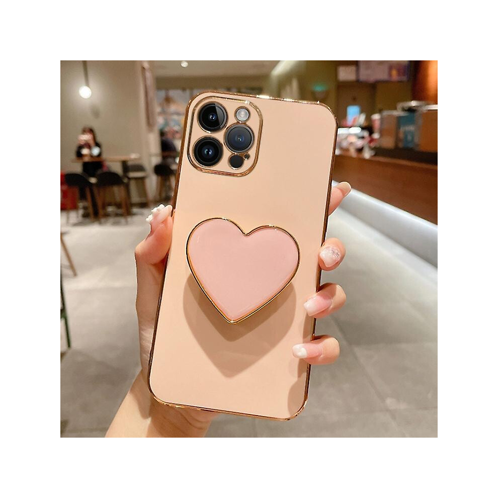 Compatible Iphone 11 Electroplating Love Heart Holder Tpu Phone Case: Pink 3403292163168