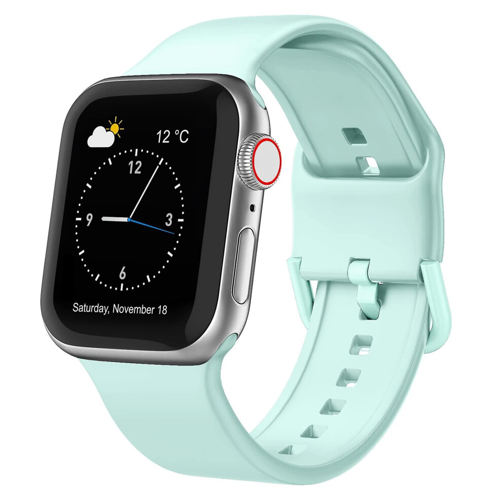 Compatible Apple Watch Se 40Mm Pin Buckle Silicone Watch Band:mint Green 6132027143232