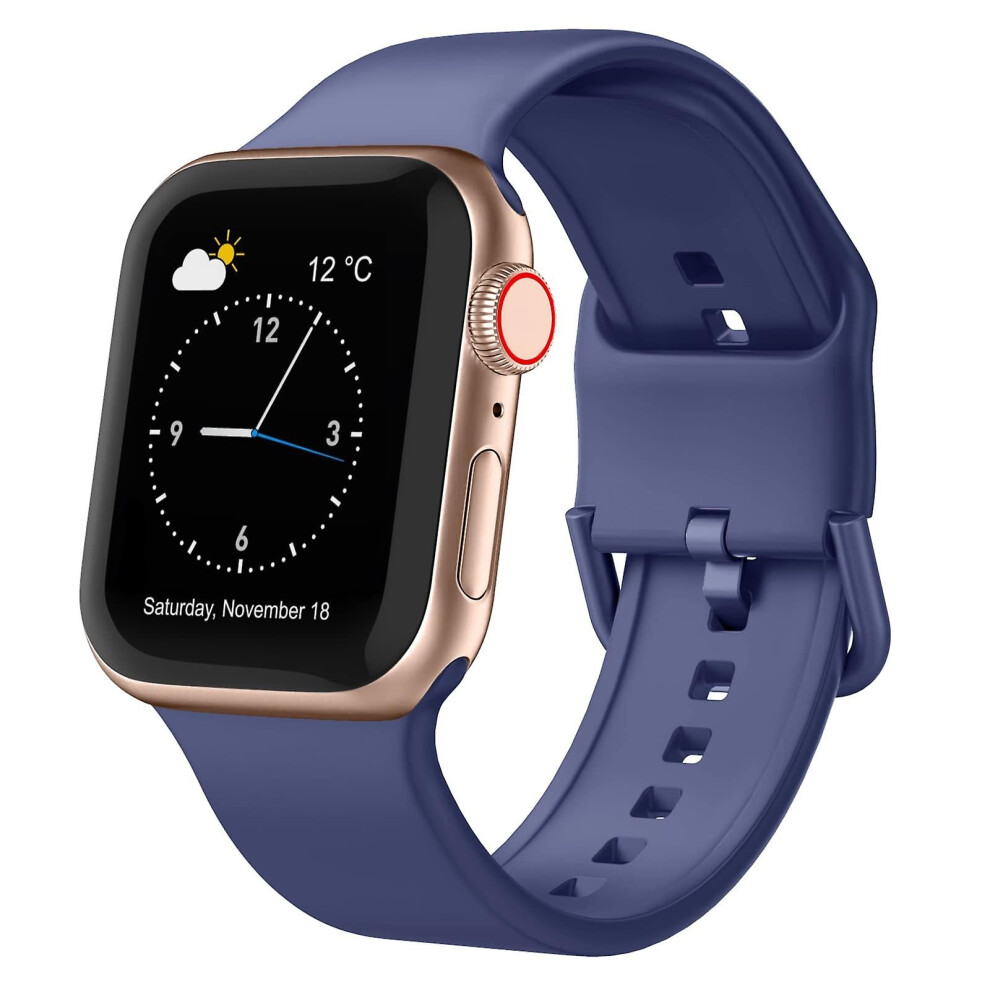 Compatible Apple Watch Se 40Mm Pin Buckle Silicone Watch Band:violet Gray 6132027143300