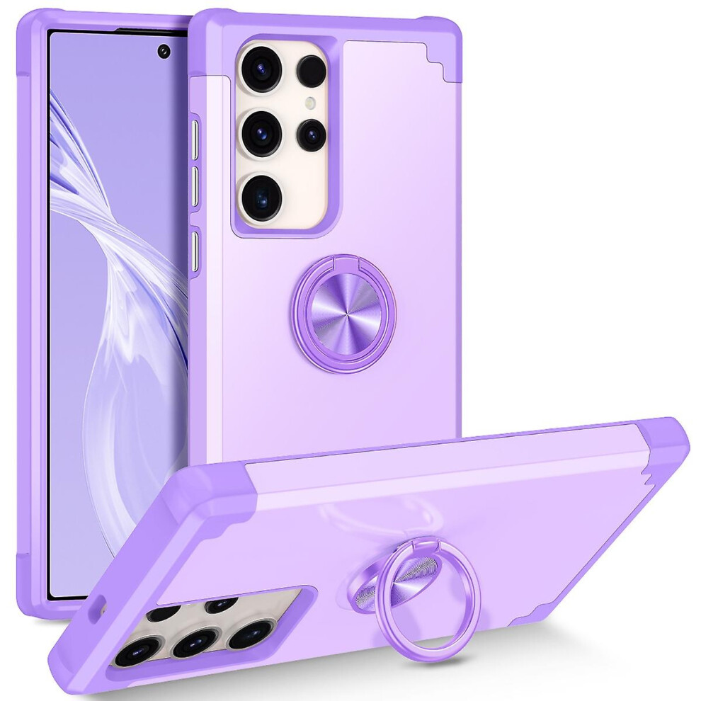 Compatible Samsung Galaxy S23 Ultra 5G Rotating Ring Holder Magnetic Phone Case:light Purple 5421786256576