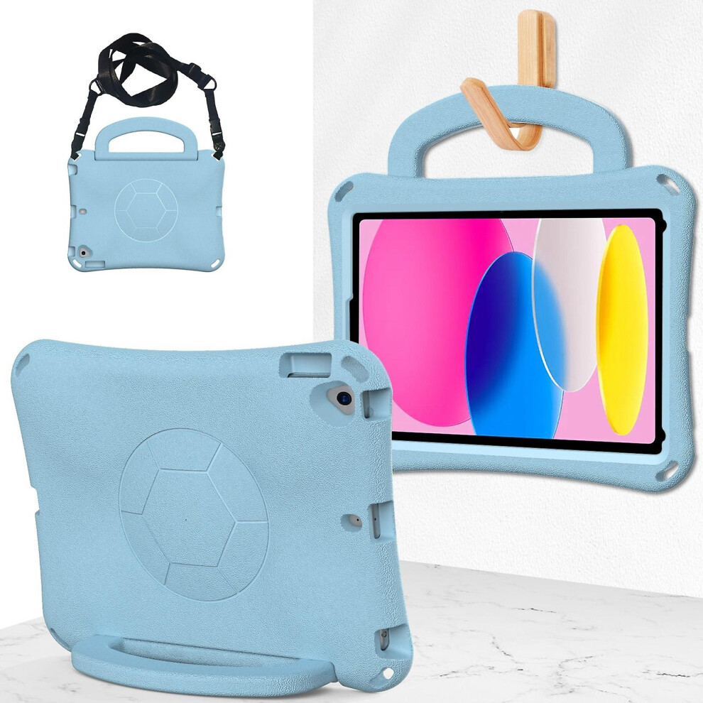 Compatible Ipad 10.2 2019/2021/2022 Handle Football Shaped Eva Shockproof Tablet Case:light Blue 5421786256781