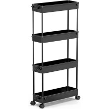 Rolling Storage Cart 4 Tier Bathroom Organizer Utility Cart Mobile Shelving Unit Rack for Kitchen,Laundry Room,Bathroom