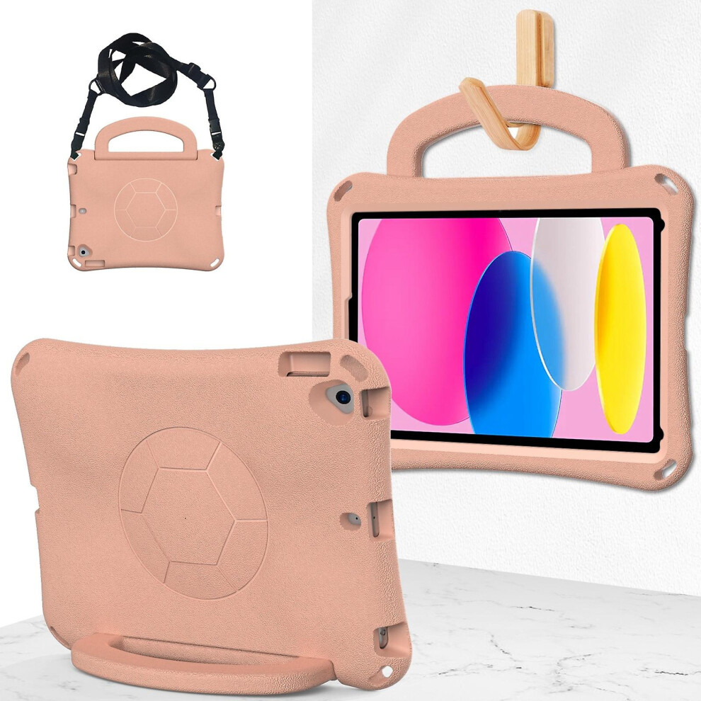 Compatible Ipad 10.2 2019/2021/2022 Handle Football Shaped Eva Shockproof Tablet Case:light Pink 5421786256798