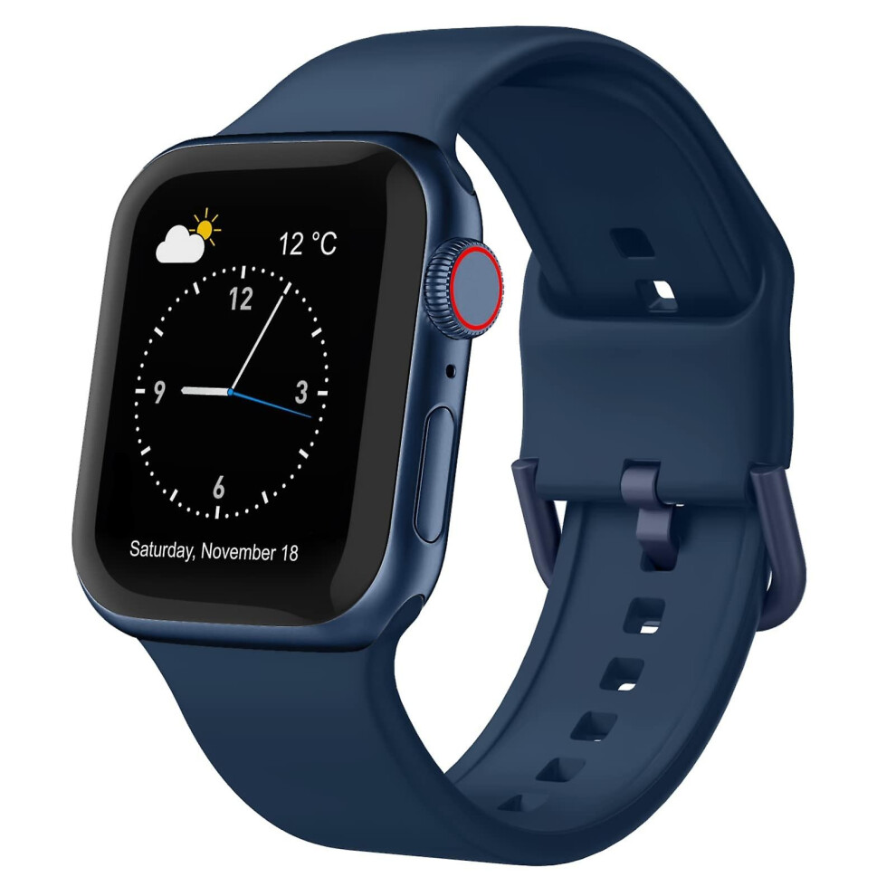 Compatible Apple Watch Series 9 41Mm Pin Buckle Silicone Watch Band:abyss Blue 7395673333634