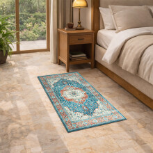 (60x110cm (Bedside Rug), Regal) Persian Cashmere Rug Traditional Vintage Style Carpet-Non Slip Area Rug for Living Room Bedroom UK