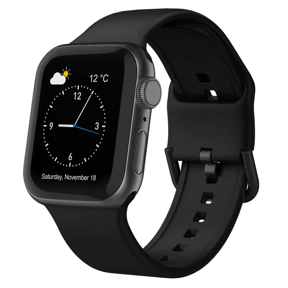 Compatible Apple Watch Se 44Mm Pin Buckle Silicone Watch Band: Black 337224219339