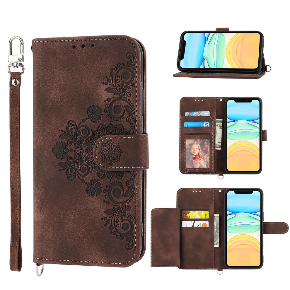 Compatible Iphone 13 Mini Case, Leather Wallet Flip Case With Strap: Brown 7676609259007