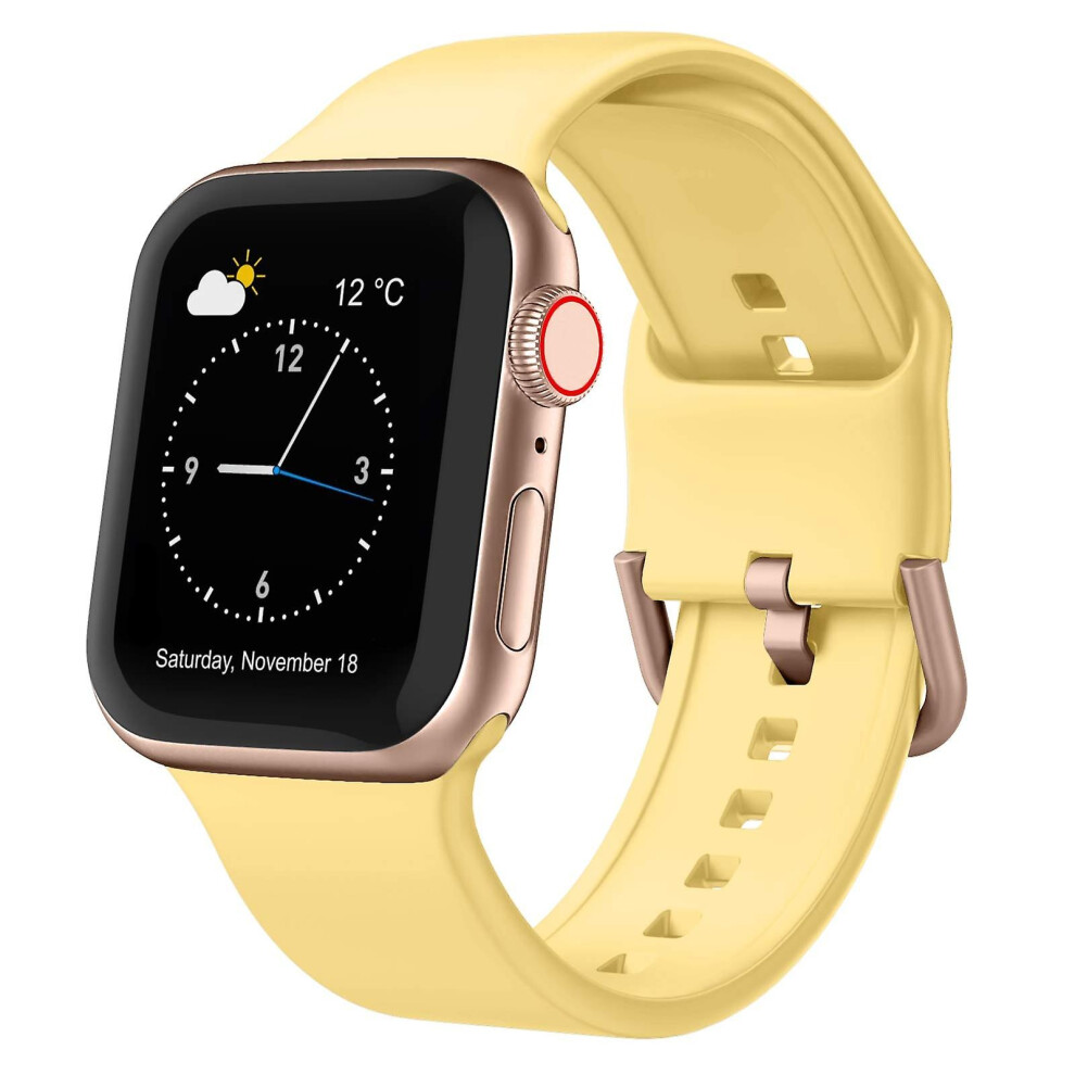 Compatible Apple Watch Se 44Mm Pin Buckle Silicone Watch Band: Yellow 7676609258642