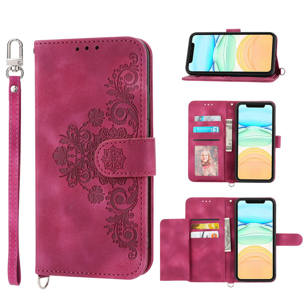 Compatible Iphone 13 Mini Case, Leather Wallet Flip Case With Strap: Red 7697272308922