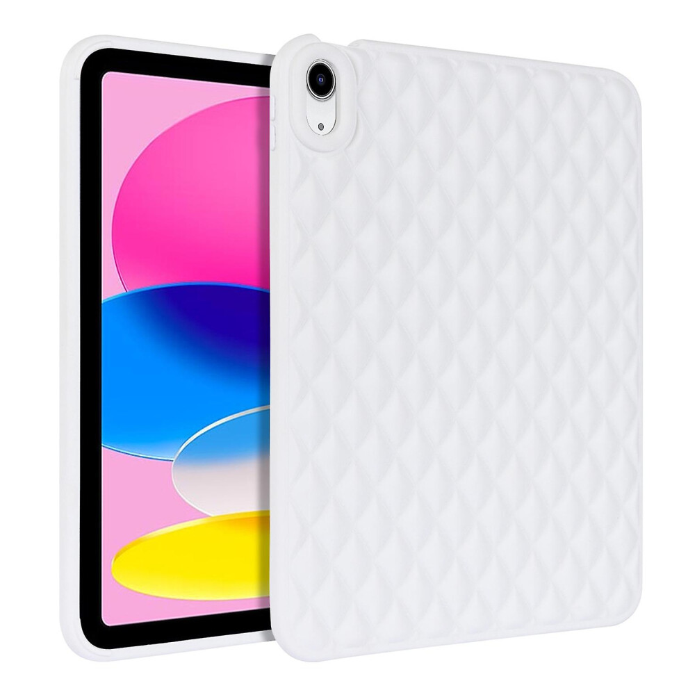 Compatible Ipad 10Th Gen 10.9 2022 Rhombic Tpu Tablet Case: White 8361958283047
