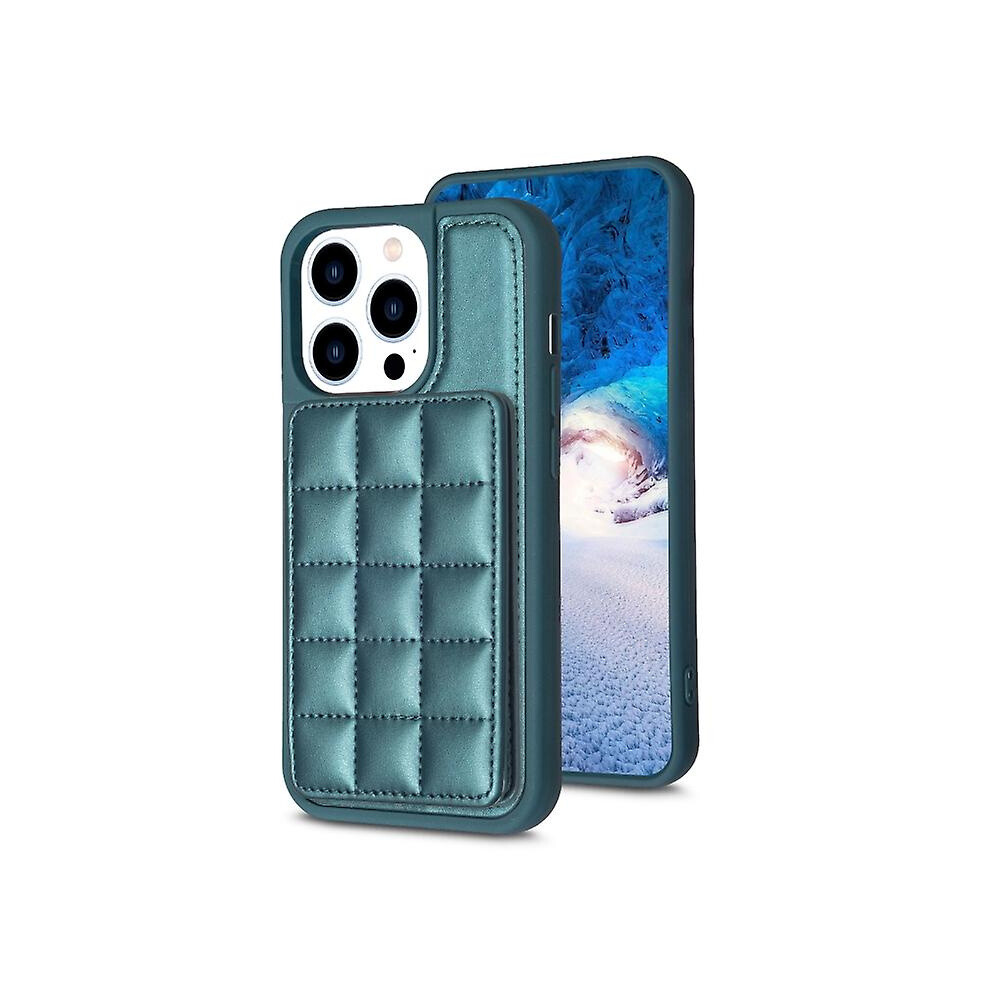 Compatible Iphone 15 Grid Card Slot Holder Phone Case: Green 6006271345714