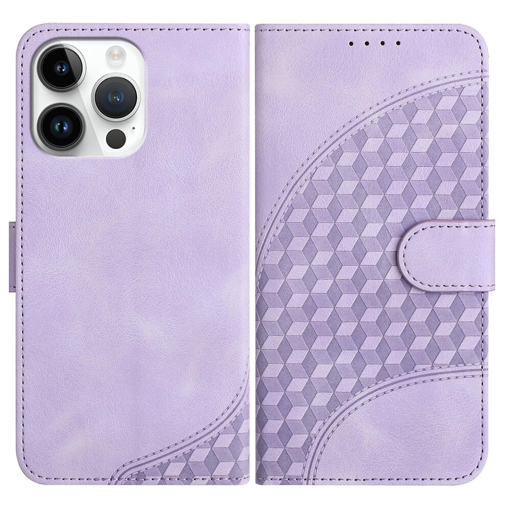Compatible Iphone 15 Pro Max Elephant Head Embossed Phone Leather Case With Lanyard:light Purple 3472017253699