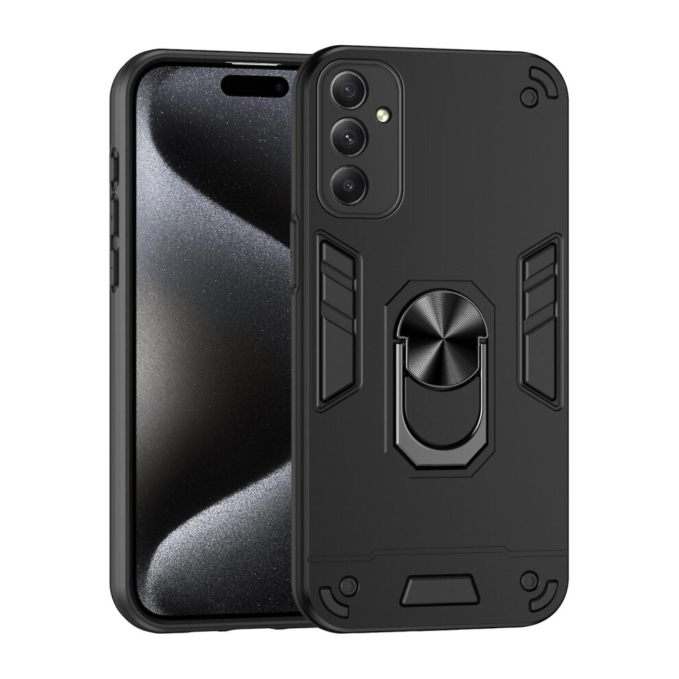 Compatible Samsung Galaxy A34 5G Shockproof Metal Ring Holder Phone Case: Black 3042090298667