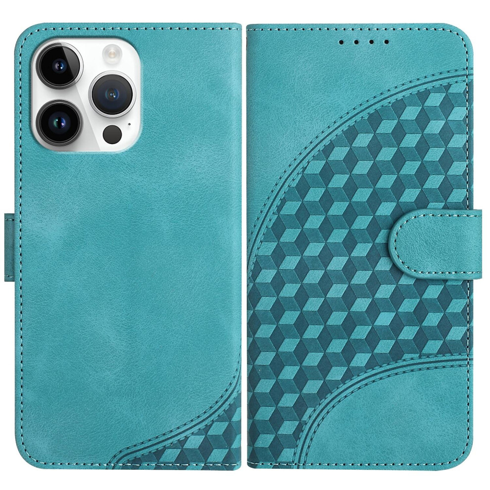 Compatible Iphone 15 Pro Max Elephant Head Embossed Phone Leather Case With Lanyard:light Blue 3472017253682