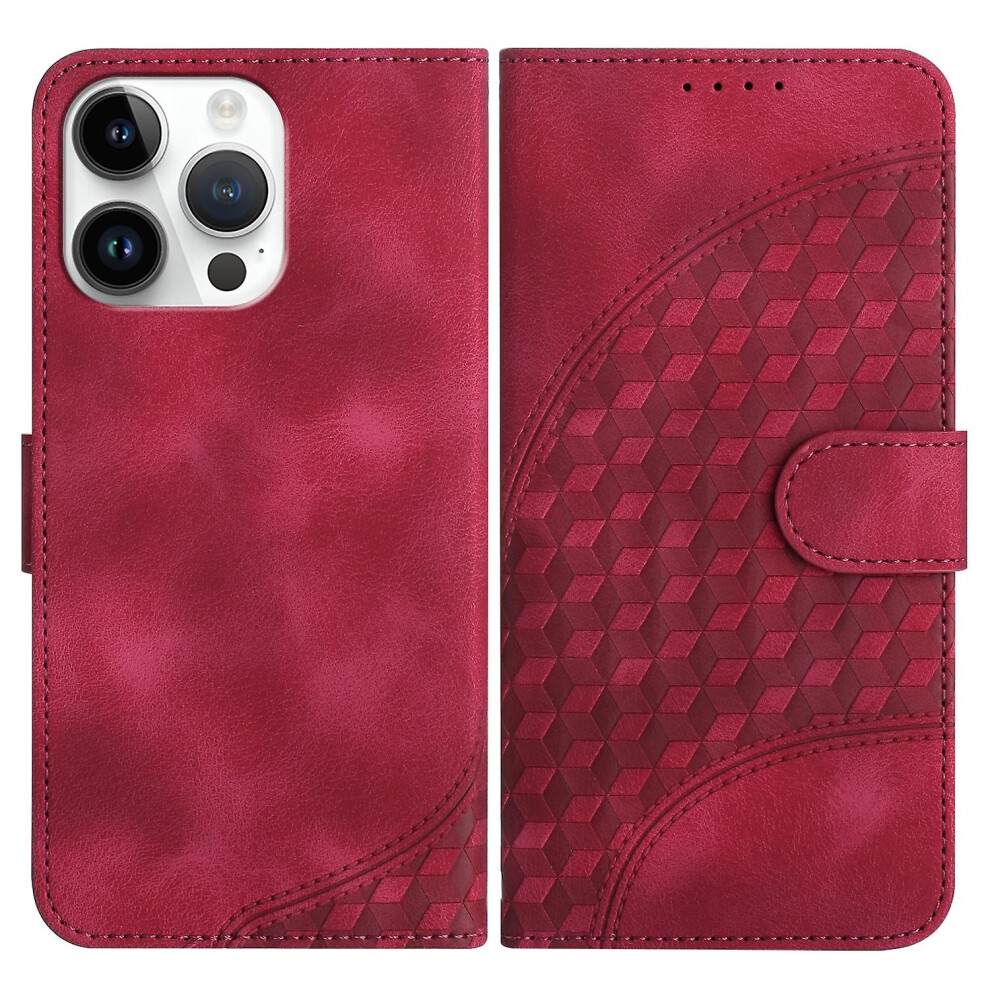 Compatible Iphone 15 Pro Max Elephant Head Embossed Phone Leather Case With Lanyard:rose Red 3472017253729