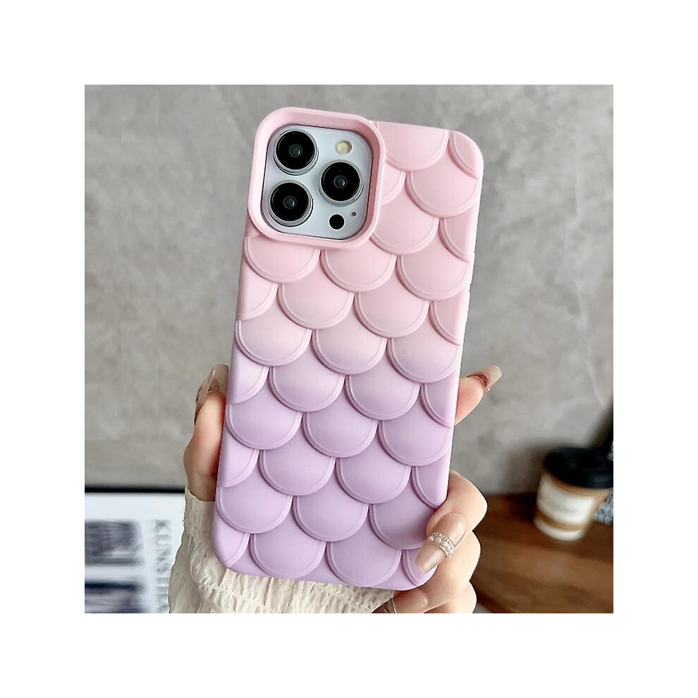 Compatible Iphone 11 Gradient Mermaid Scale Skin Feel Phone Case:purple Pink 8023556358755