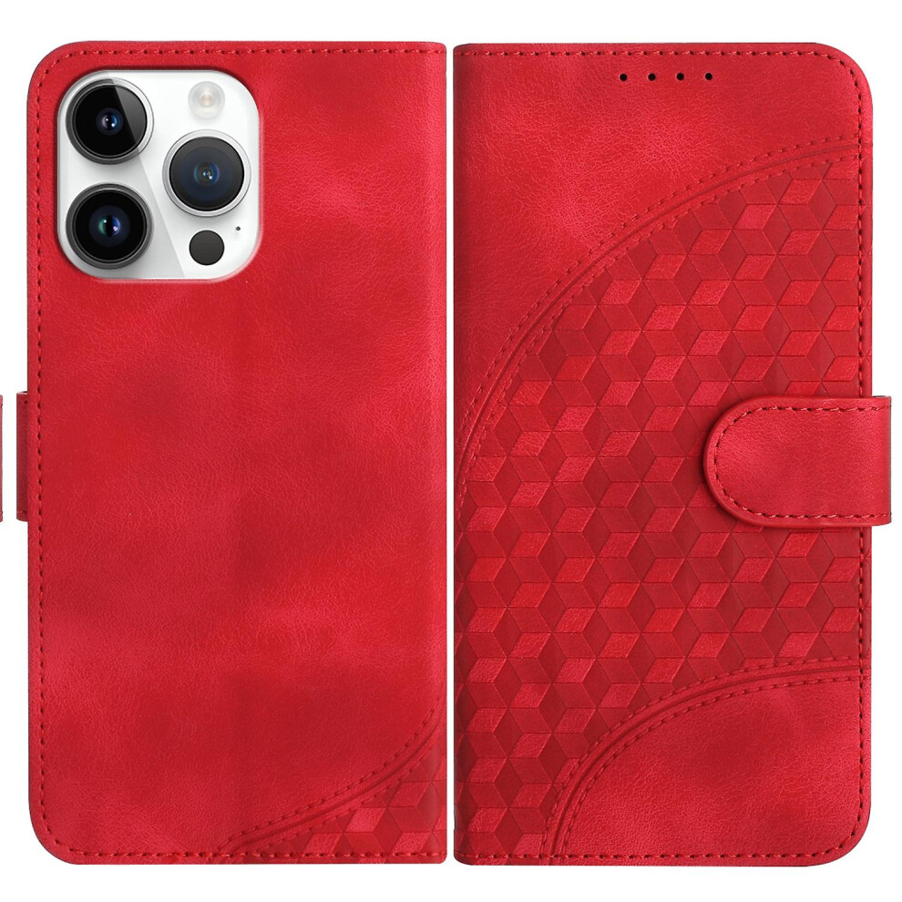 Compatible Iphone 15 Pro Max Elephant Head Embossed Phone Leather Case With Lanyard: Red 3472017253712