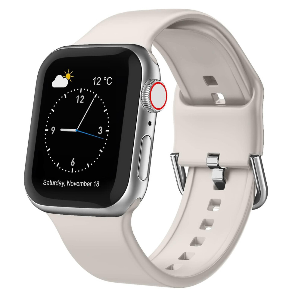 Compatible Apple Watch 5 44Mm Pin Buckle Silicone Watch Band:starlight 5421786257047