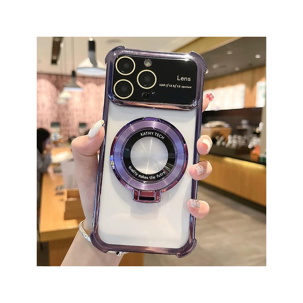 Compatible Iphone 12 Magsafe Holder Shockproof Tpu Phone Case With Lens Film: Purple 5447759129180