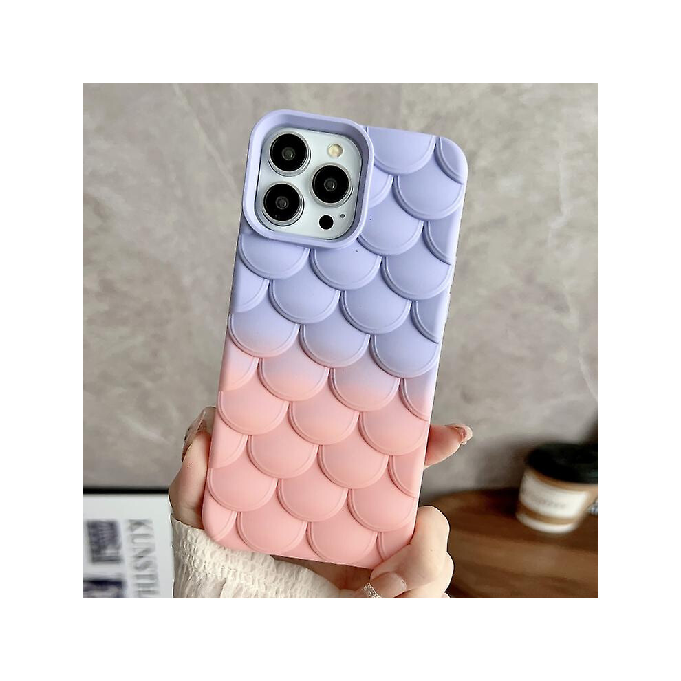 Compatible Iphone 11 Gradient Mermaid Scale Skin Feel Phone Case:pink Purple 8023556358748