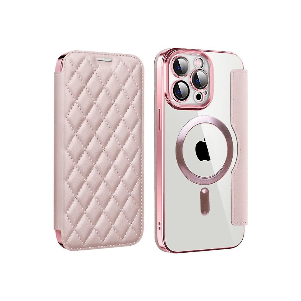 Compatible Iphone 11 Shield Magsafe Rfid Anti-Theft Rhombus Leather Phone Case: Pink 5207287340309