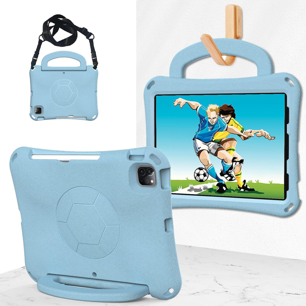Compatible Ipad Air 11 2024 Handle Football Shaped Eva Shockproof Tablet Case:light Blue 3581503313295