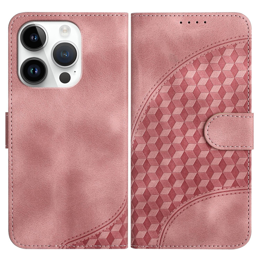 Compatible Iphone 14 Pro Elephant Head Embossed Phone Leather Case With Lanyard: Pink 3689969240602