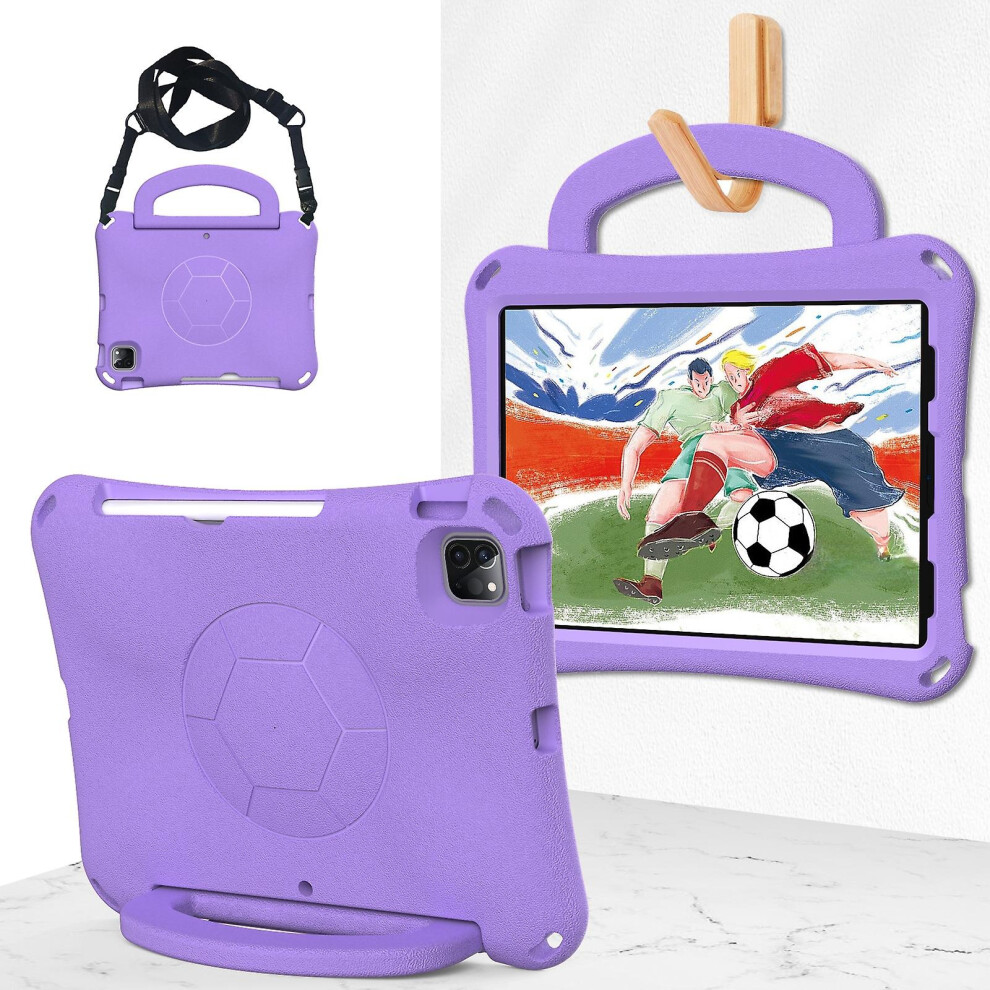 Compatible Ipad Air 11 2024 Handle Football Shaped Eva Shockproof Tablet Case:light Purple 3581503313318
