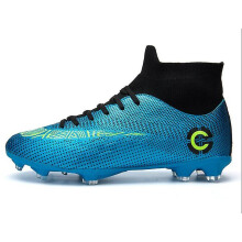 Outdoor High-top Non-slip Soccer Cleats Training Sneakers compatible Men:39-Blue Long Nail