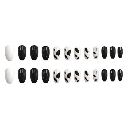 Faux ongles à coller, motif vache, avec colle intégrée MSPHX.