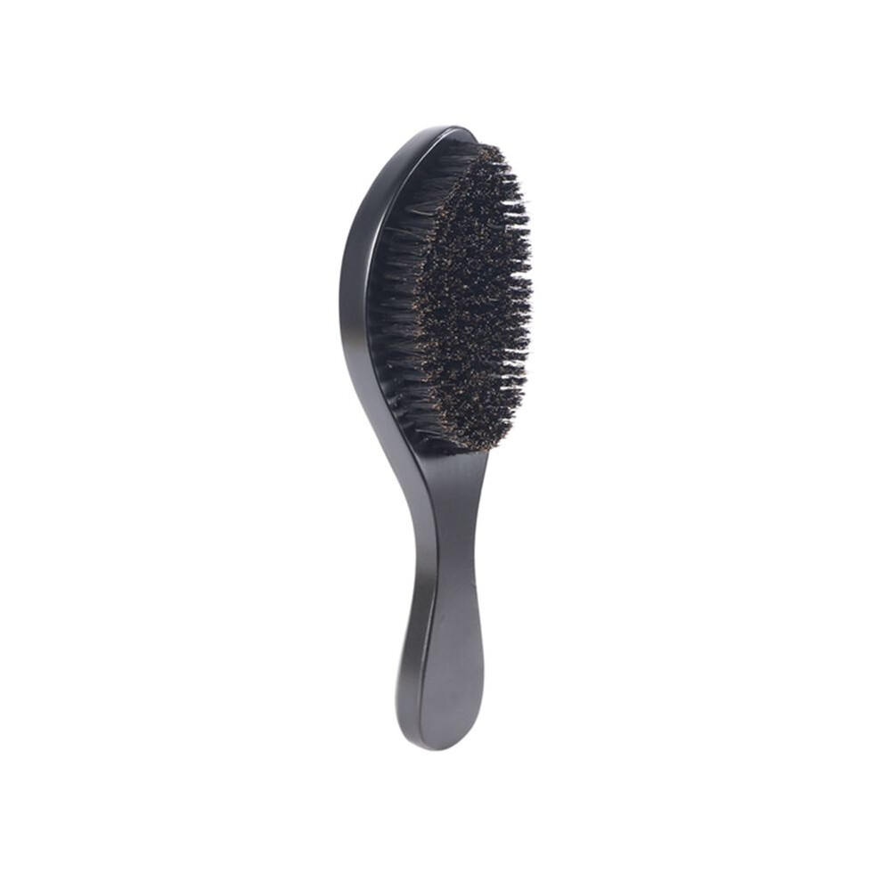 Tlily Black 1Pcs Long Curved Beard Comb Bristle Brush Beech Wood Bristle Brush Men's Styling Comb For Hair Care