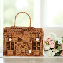 2 Stuks Handgemaakte Rotan Geschenkdoos voor de Oogst in de Tuin, Minihuisje, Rotanmand, Picknickmand