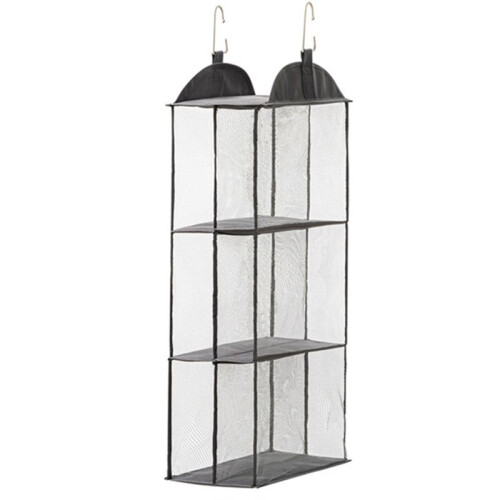 Eco-Friendly Hanging Tote Bag Organizer - Dust-Proof, Transparent Storage Solution for Closets Storage Bag Black 3 Layer