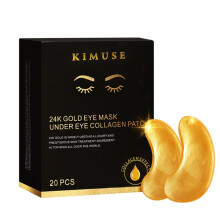 KIMUSE 24K Gouden Oogmasker Onder de Ogen Collageenpasta Hydraterende Lipmasker Liptextuur Lipverzorging Oogmaskerstickers (20 Stuks)