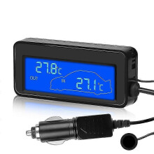 Auto-Innen-/Außenthermometer mit Sensor, Mini-LCD-Digitalanzeige, automatische Temperaturanzeige, 12-V-Digitalthermometer mit praktisch