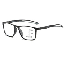 Gleitsicht-Lesebrille mit Blaulichtfilter für Damen und Herren, ultraleichter TR-Rahmen, 1,0D, schwarz/grau, MSPHX