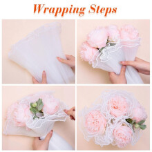3pcs Bouquet Wrapping Paper, 11in X 4.5 Yards for Each Pearl Flower Packaging Fabric, (White)