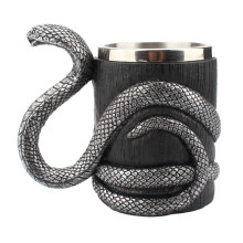 Viking Style Beer Mug, Double Wall Insulated Drinking Cup, Metal Interior, Ideal for Hot and Cold Beverages