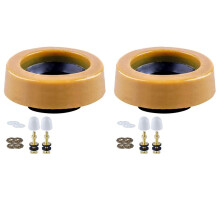 2X Toilet Wax Ring Kit for Floor Outlet Toilets New Install or Re- Include Closet Bolts,Bolt Caps,Flange and Washers
