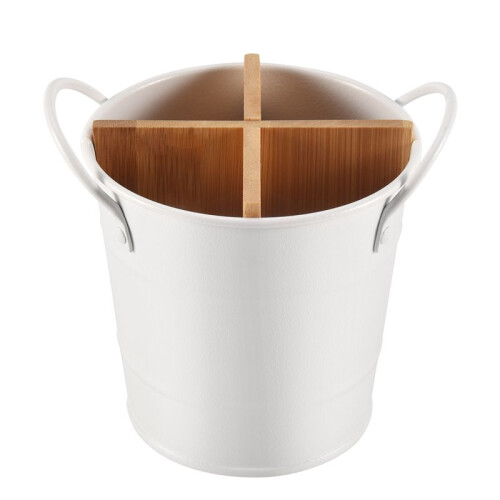 Kitchen Cutlery Organizer Knife Stand Storage Holder Separate Spoon Fork Chopstick Kitchenware Cooking Tool Bucket White