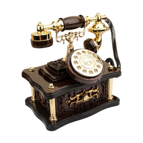 Classical European Rotary Dials Telephone Plastic-Square brown
