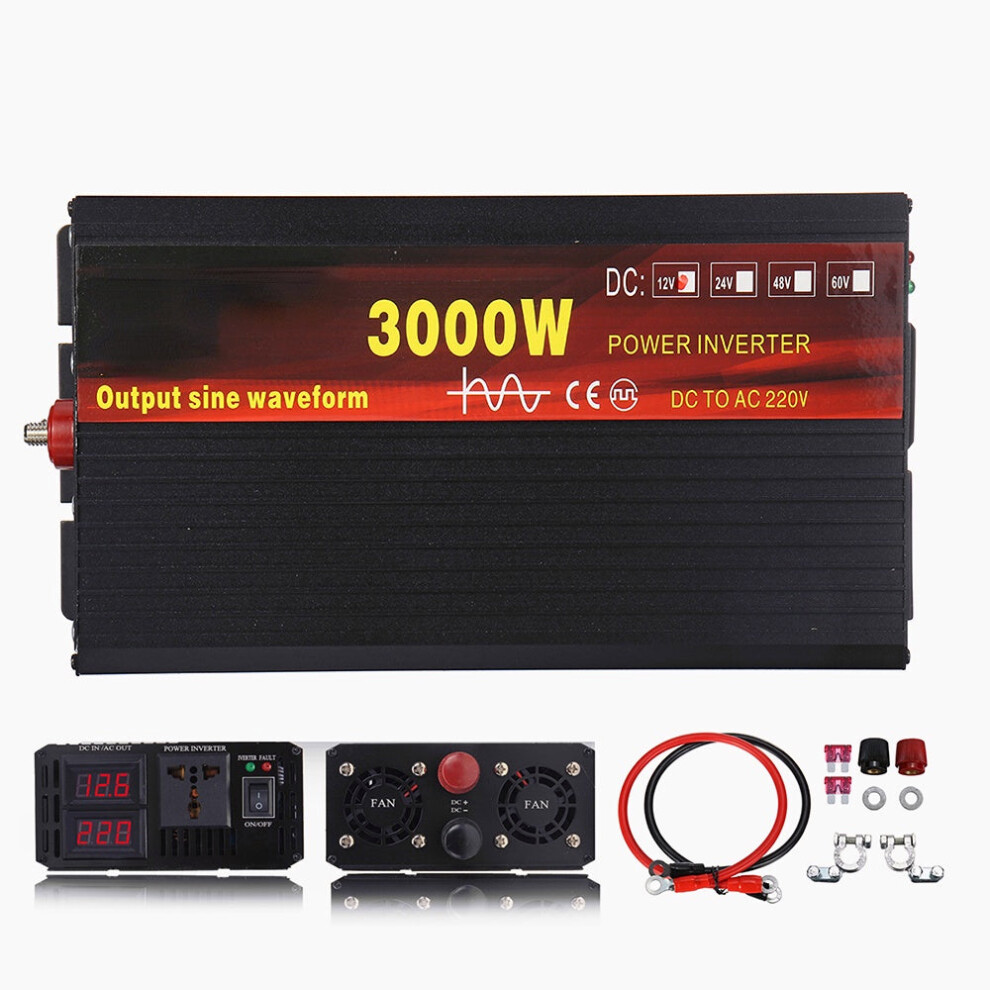 (3000W, 12V) 2000W/3000W/4000W Power Inverter Pure Sine Wave Transformer 12V/24V To 220V Auto 4250937593021